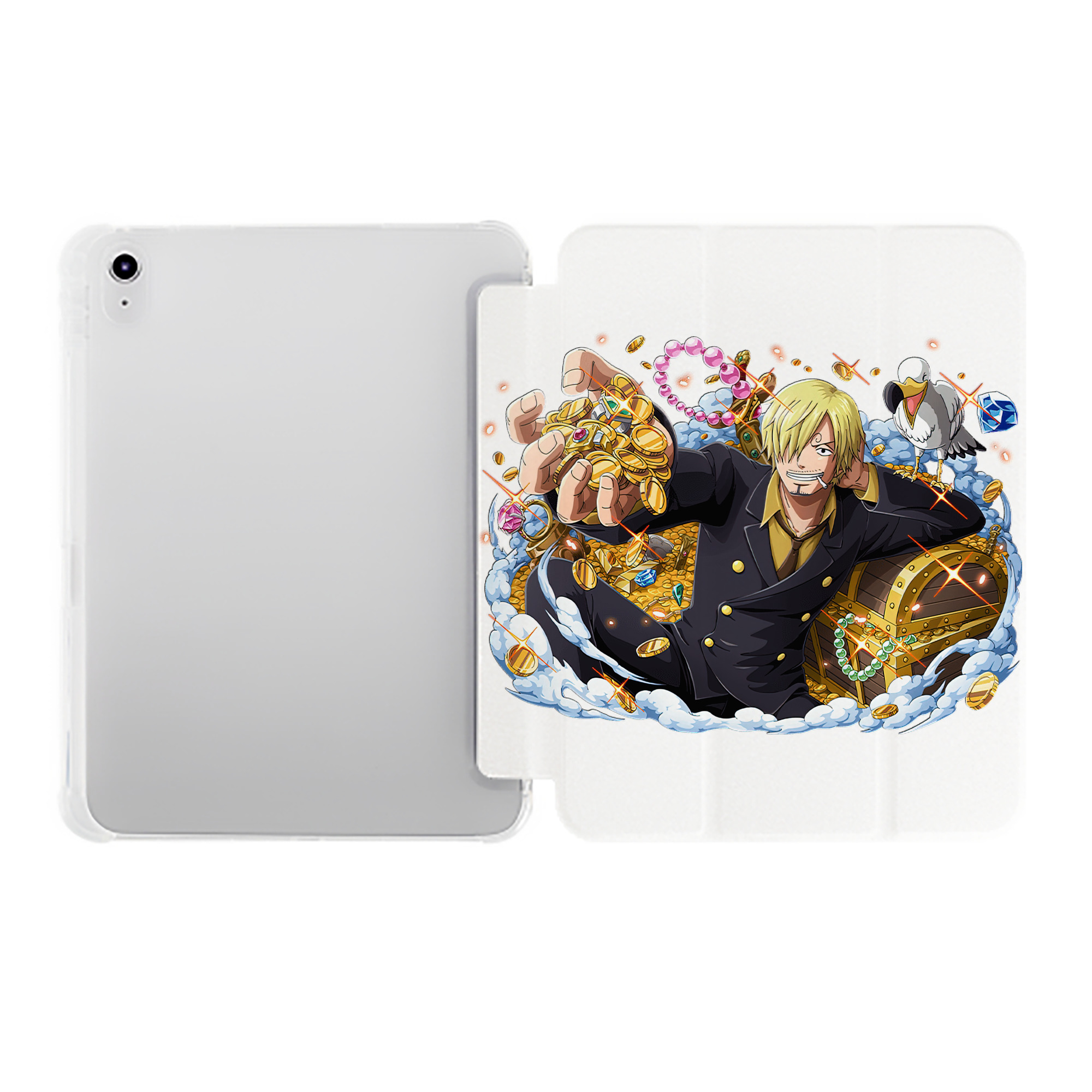 （画像用） ワンピース サンジ ONE PIECE Sanji IPad ケース ペン収納付き 三つ折りスタンド PUレザー×シリコン 対応機種9.5/10.5/10.9インチ